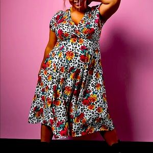 ISO BETSEY JOHNSON LEOPARD FLORAL MIDI DRESS